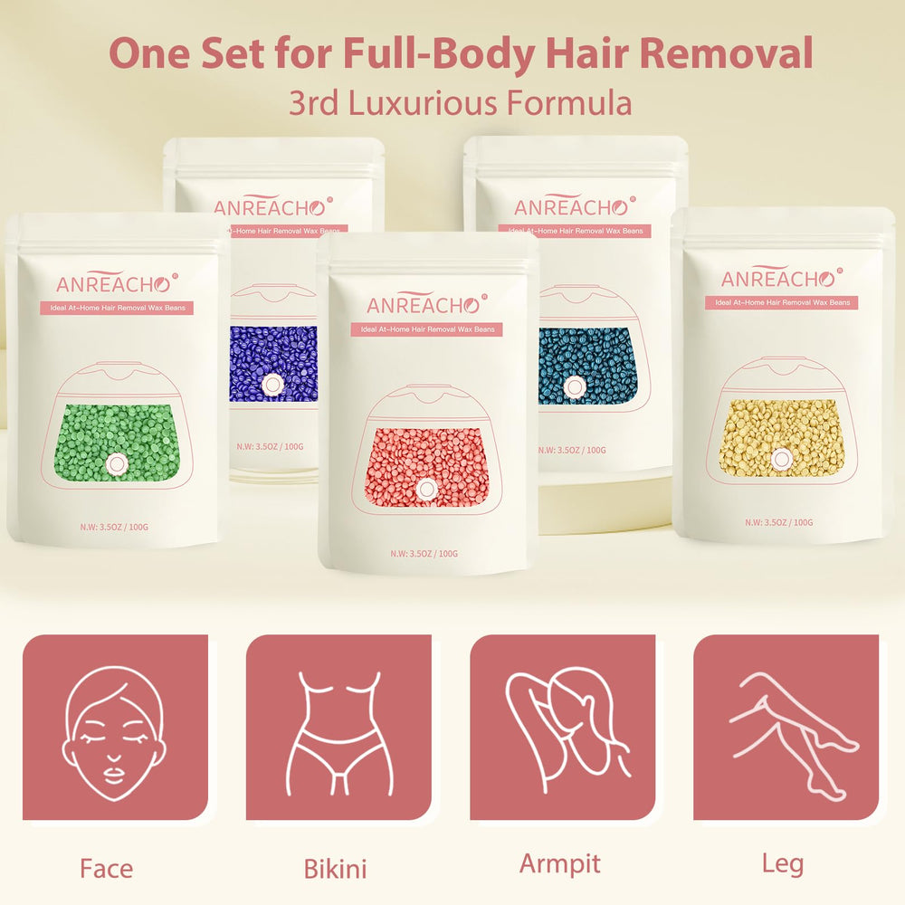 ANREACHO legs and arms wax beads show versatile full-body use.