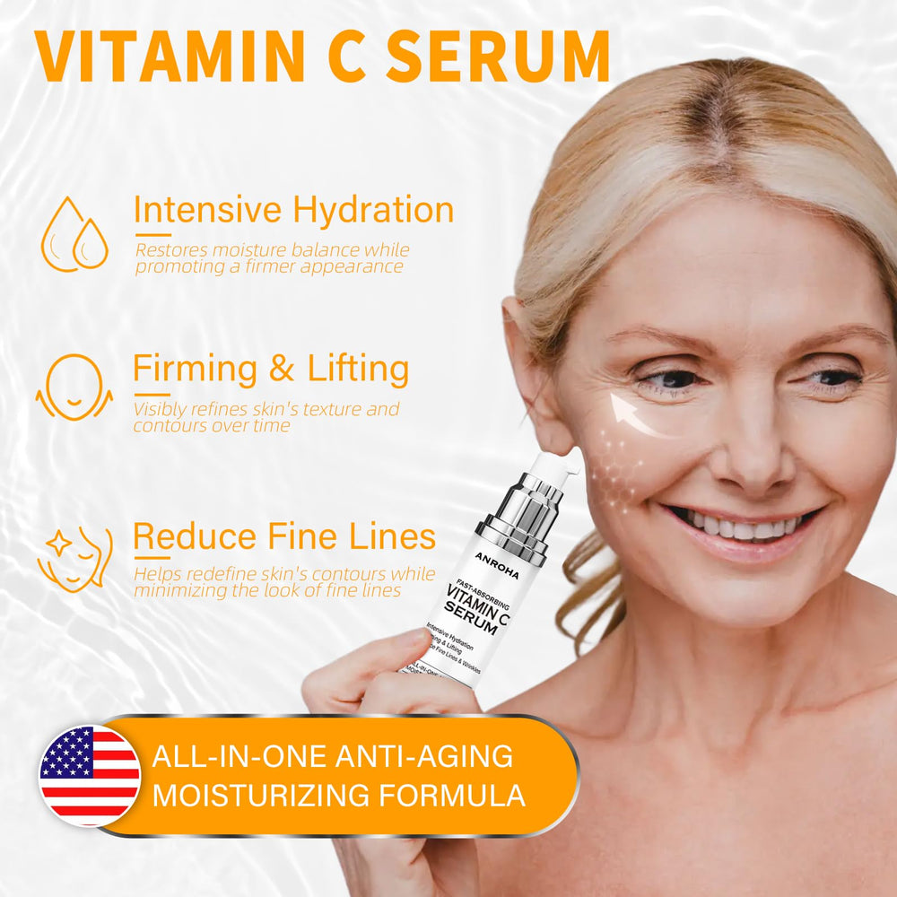 Anroha Serum Vitamina C, textura ligera para uso diario.