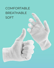 ANSMIO cotton gloves close-up, soft texture promotes comfort.