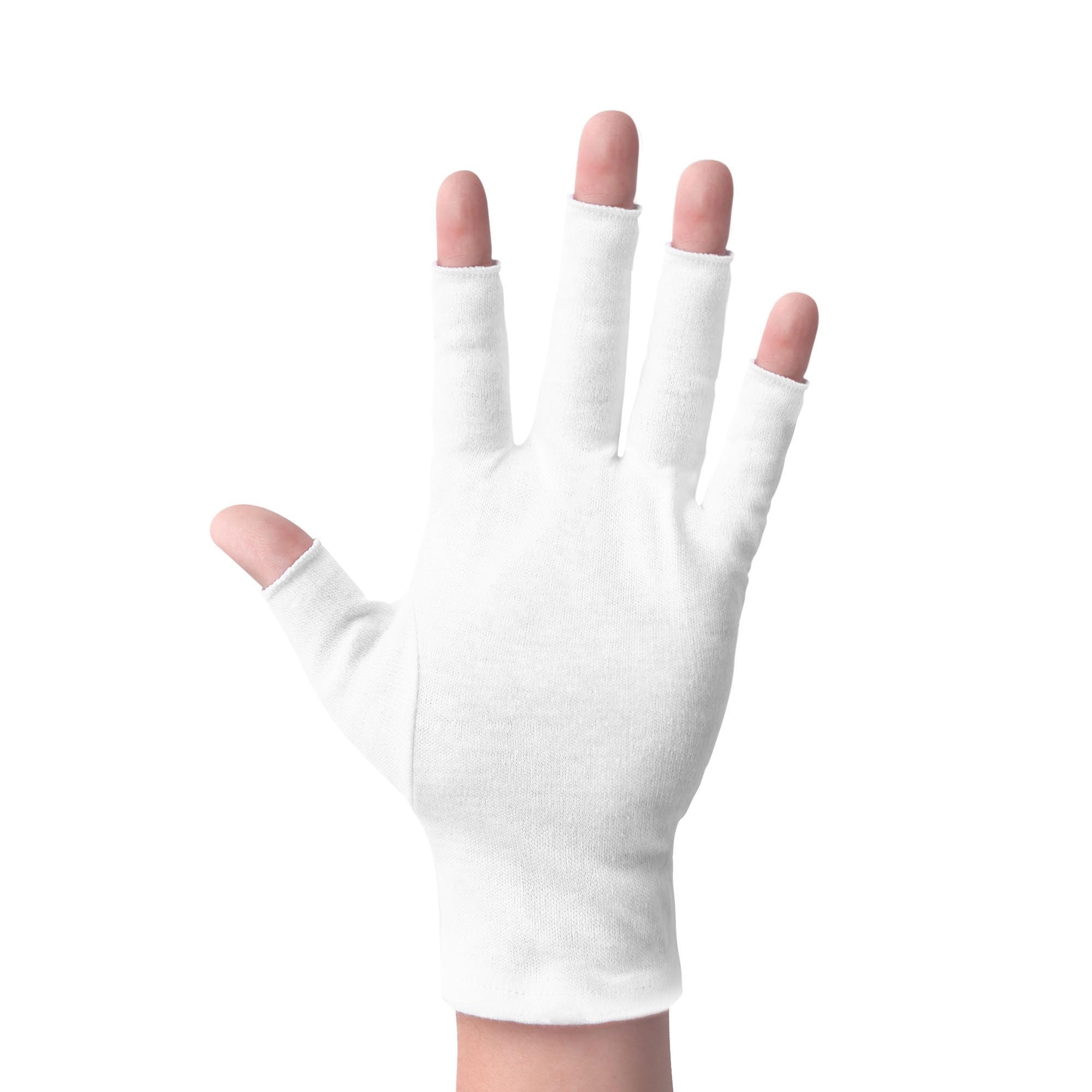 ANSMIO white cotton moisturizing gloves with fingerless design for easy phone use.