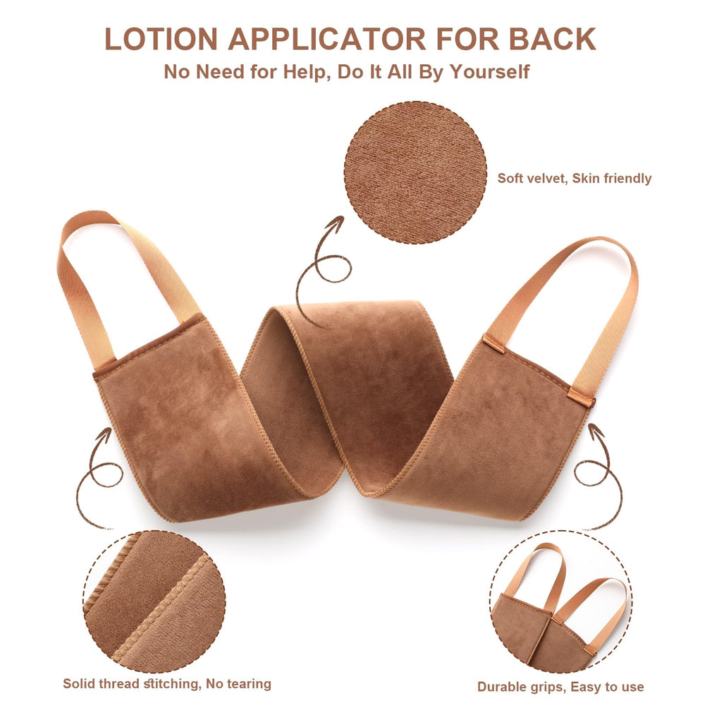 ANSPHIE luxury velvet back applicator surface for even lotion distribution.