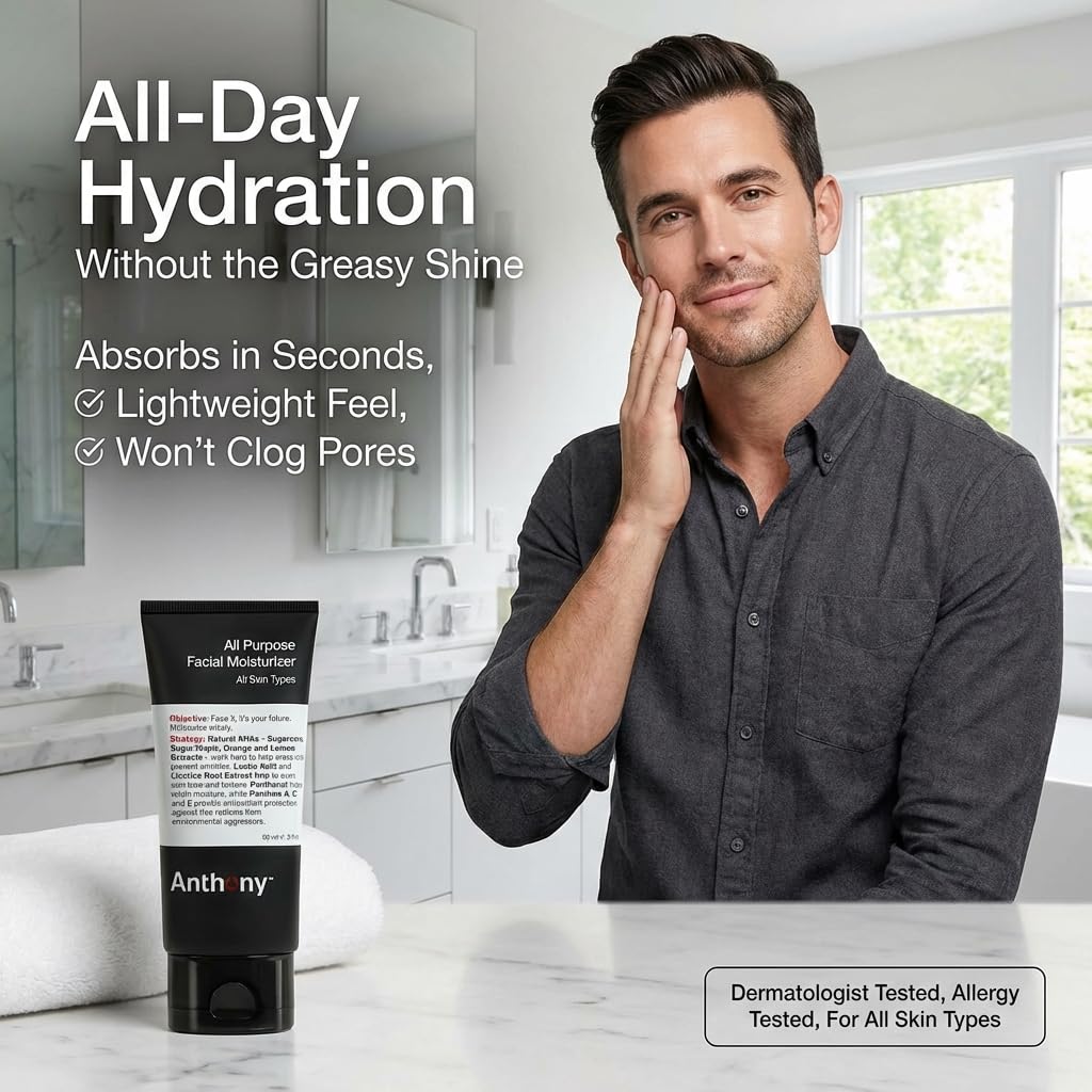 Anthony all-purpose moisturizer texture close-up — smooth, non-greasy feel for daily hydration.