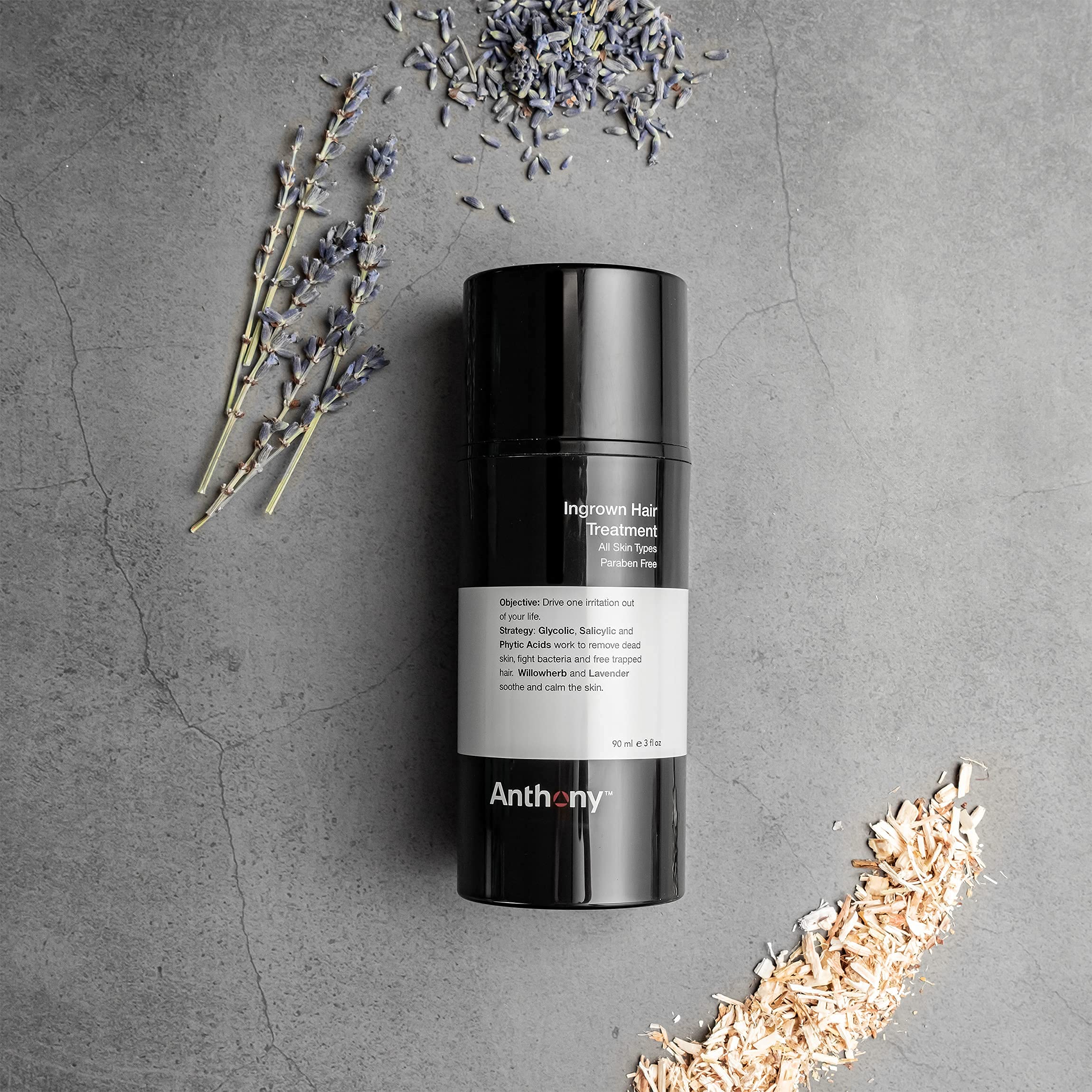 Anthony ingrown hair treatment contains glycolic and phytic acids for gentle exfoliation.
