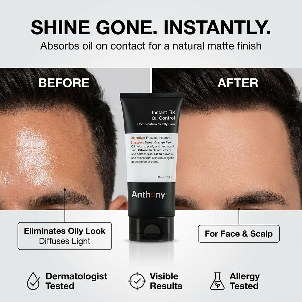 Anthony Instant Fix Oil Control lotion dispenser demonstrates easy, controlled application.