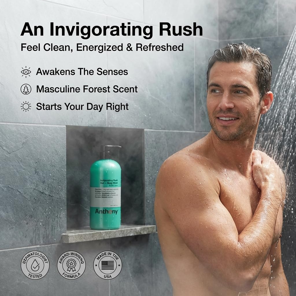 Lather forms with Anthony Invigorating Rush 2-in-1 for hair and body