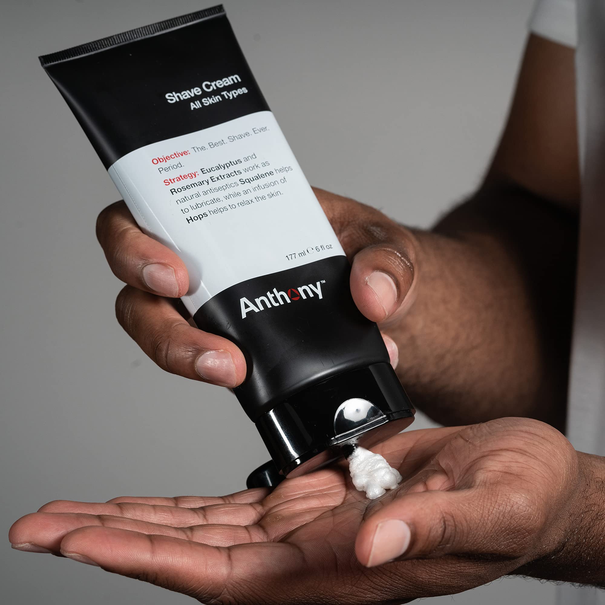 Rich-lather foam from Anthony shaving cream provides smooth glide and blade protection.