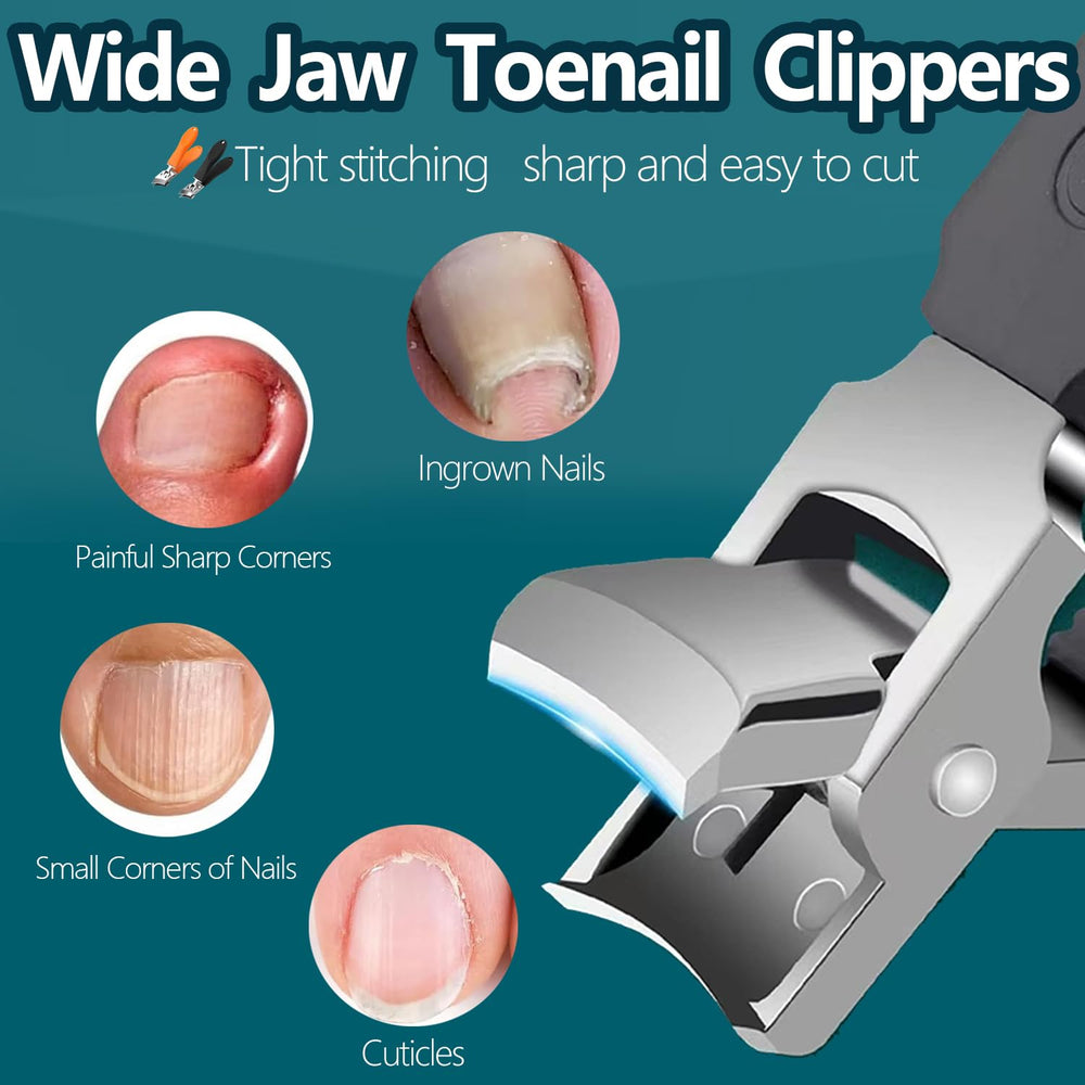 The 2PCS Wide Jaw Opening Anti-Splash Slanted Nail Clipper suitable for home and salon use.