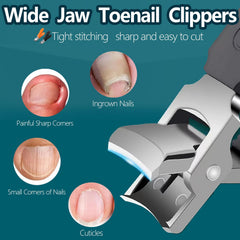 The 2PCS Wide Jaw Opening Anti-Splash Slanted Nail Clipper suitable for home and salon use.