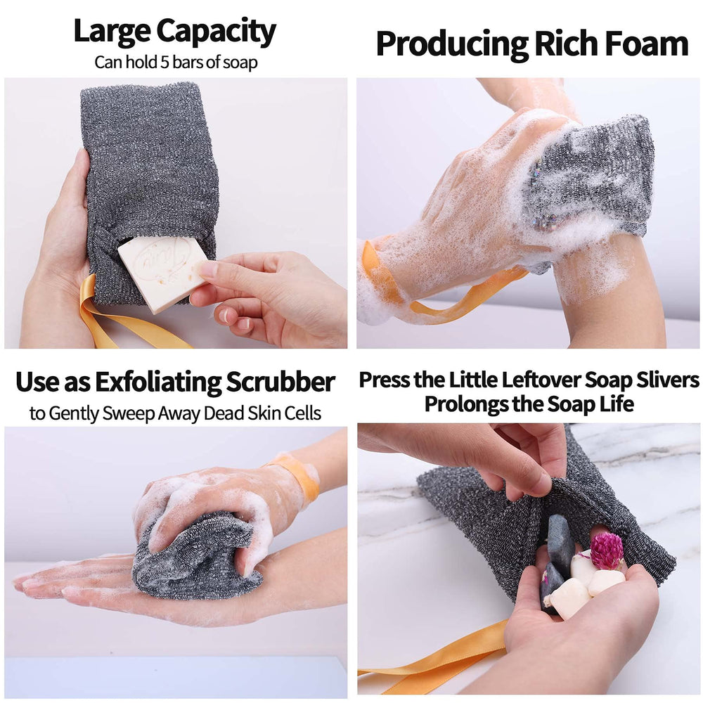 Antimbee bolsa exfoliante de jabón, agarre cómodo para lavado suave.