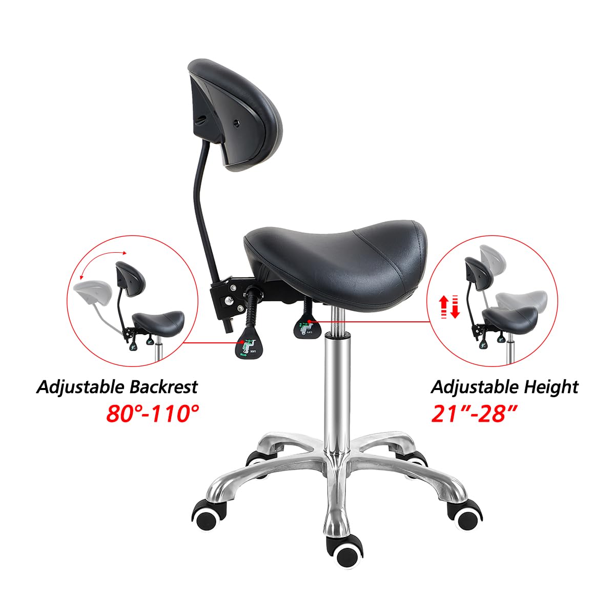 Antlu saddle stool chair 52 cm aluminum base provides stability.