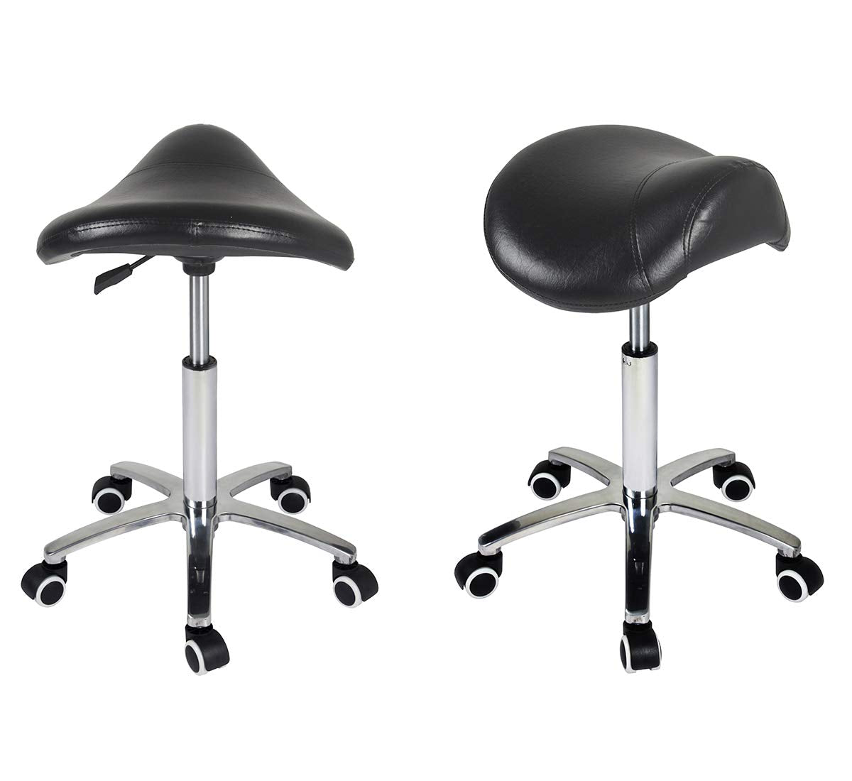 Antlu saddle stool PU wheels glide smoothly on hard floors.