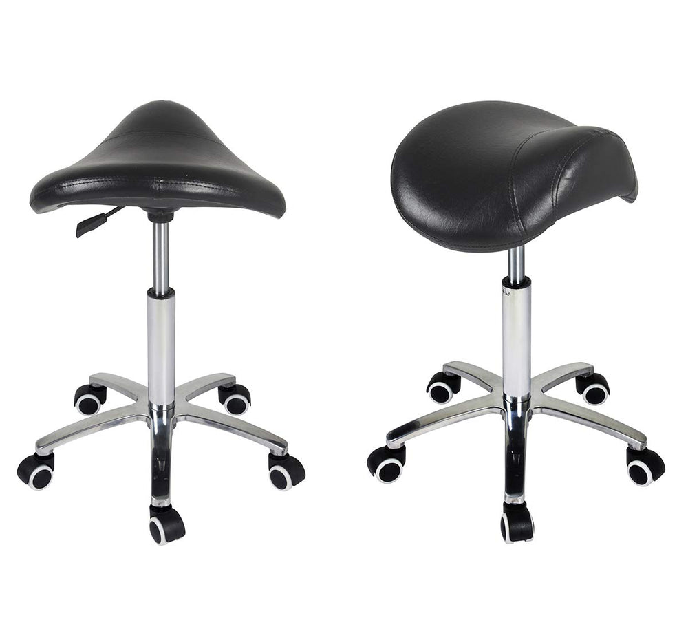 Antlu saddle stool PU wheels glide smoothly on hard floors.