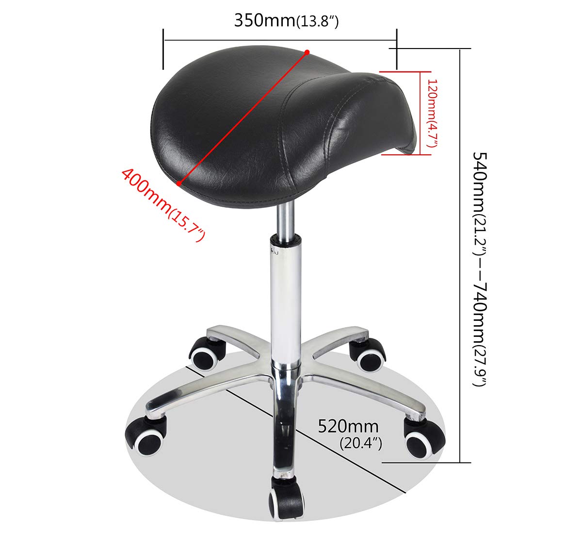 Antlu saddle stool swivel base enables easy movement across rooms.