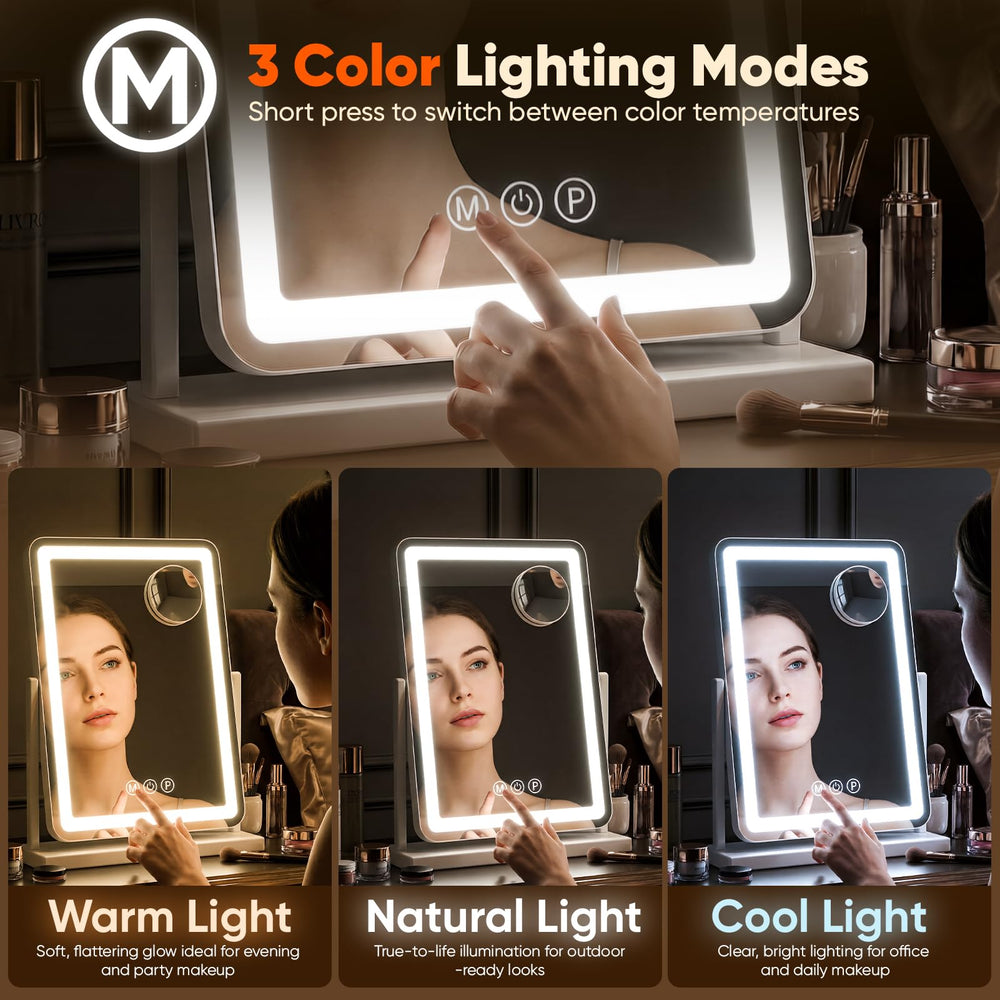 Antok vanity mirror shows three color modes for any task