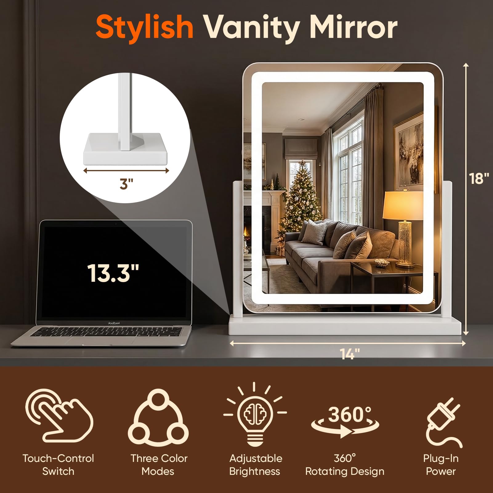 Antok vanity mirror design complements desks and beauty routines