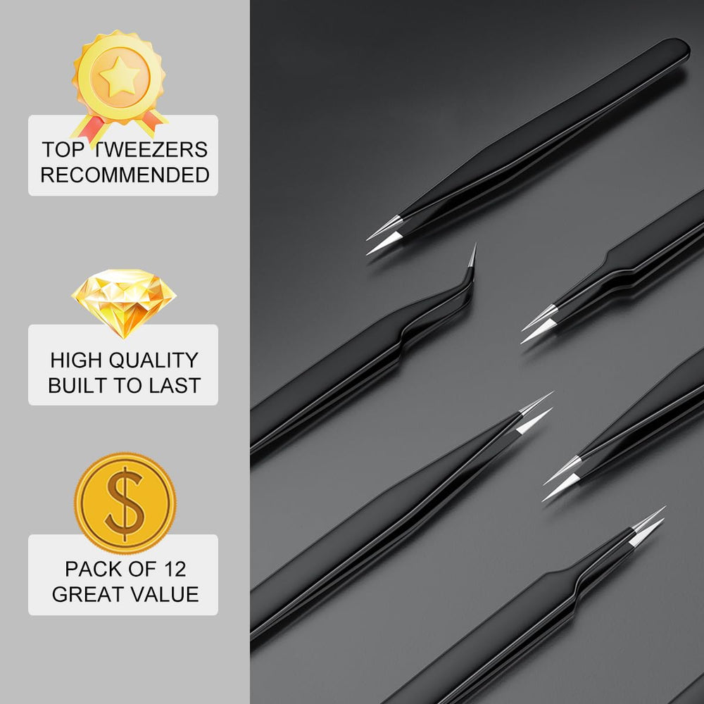 Antonki electronics repair tweezers enable precise component handling.