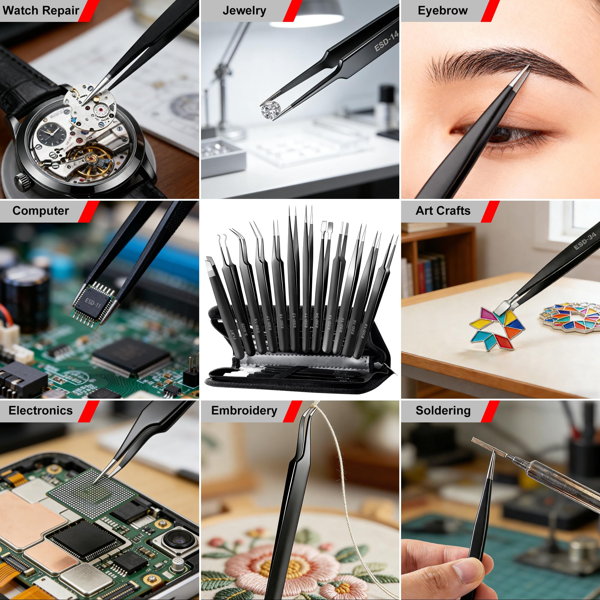 Antonki flat-tip tweezers designed for small components and flat surface tasks.