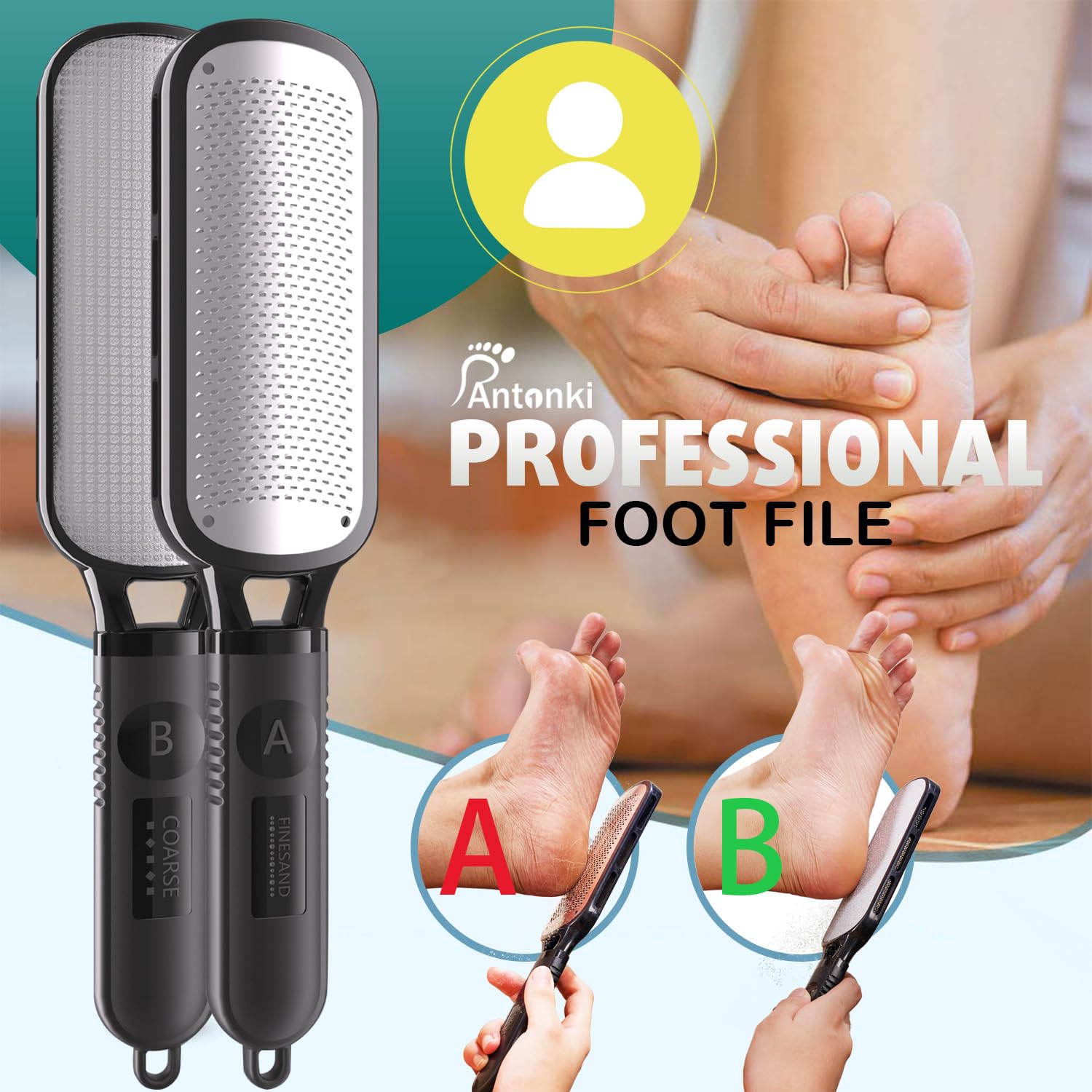 Antonki coarse-side file removes dry calluses with ease.