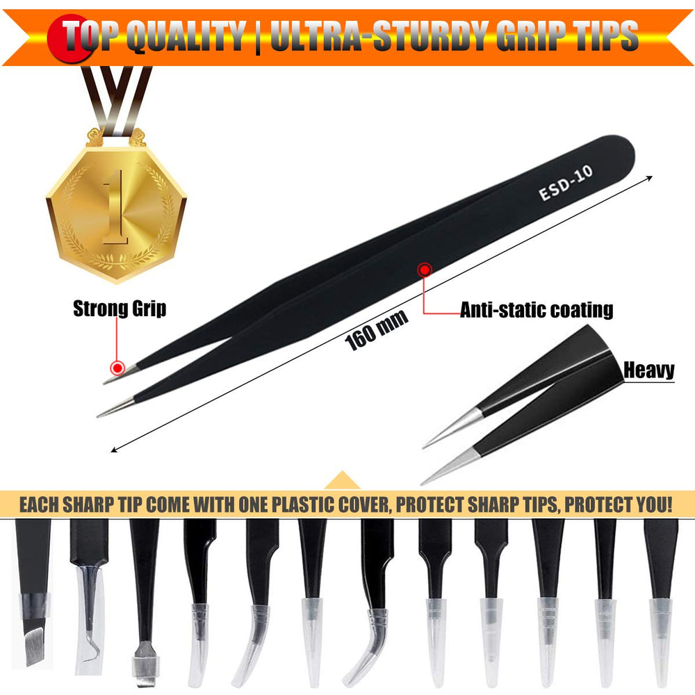 Antonki pointed-tip tweezers ideal for electronics and tiny components.