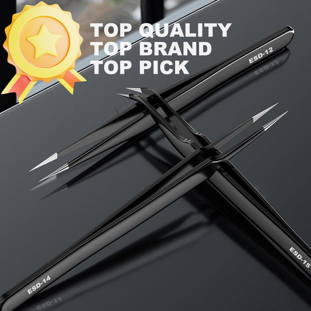 Antonki slant-tip tweezers with ergonomic grip for detailed jewelry and electronics work.