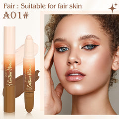 Anwuozu Contour Highlighter Stick applied to cheekbones for precise highlighting.