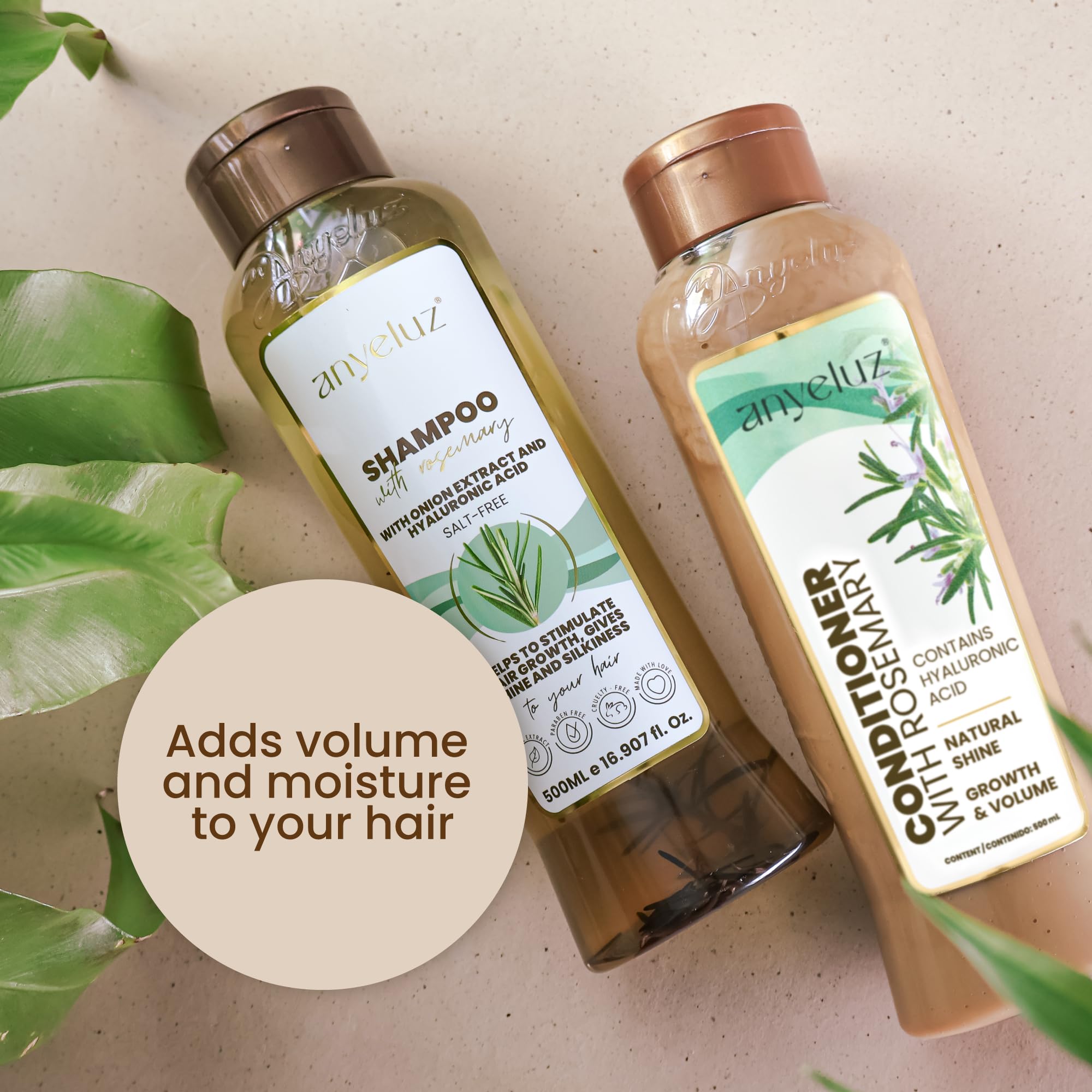 ANYELUZ hair shine after-wash image hints at silky, lightweight finish.
