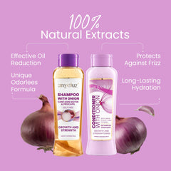 ANYELUZ onion conditioner bottle close-up showing detangling softness.