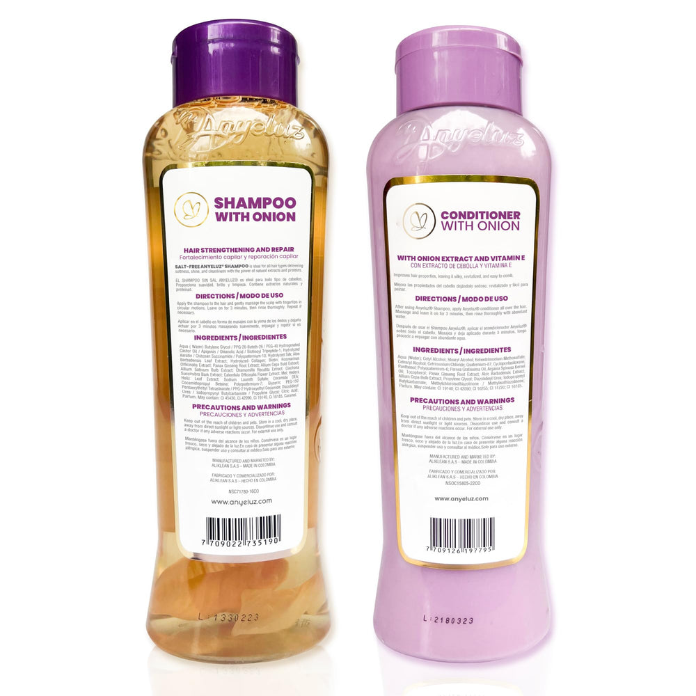 ANYELUZ hair-growth diagram highlighting onion and biotin benefits.