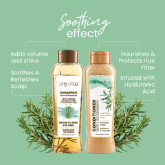 ANYELUZ rosemary shampoo label close-up highlights natural ingredients for daily care.