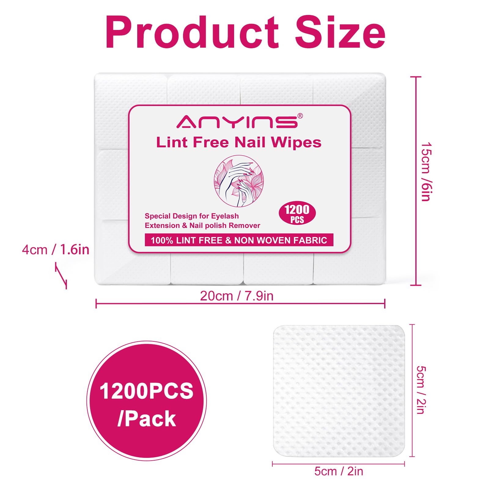 ANYINS lash extension wipes lint-free aid precise glue wiping