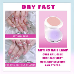 ANYINS Mini UV Light hand-under-lamp during manicure shows even curing.