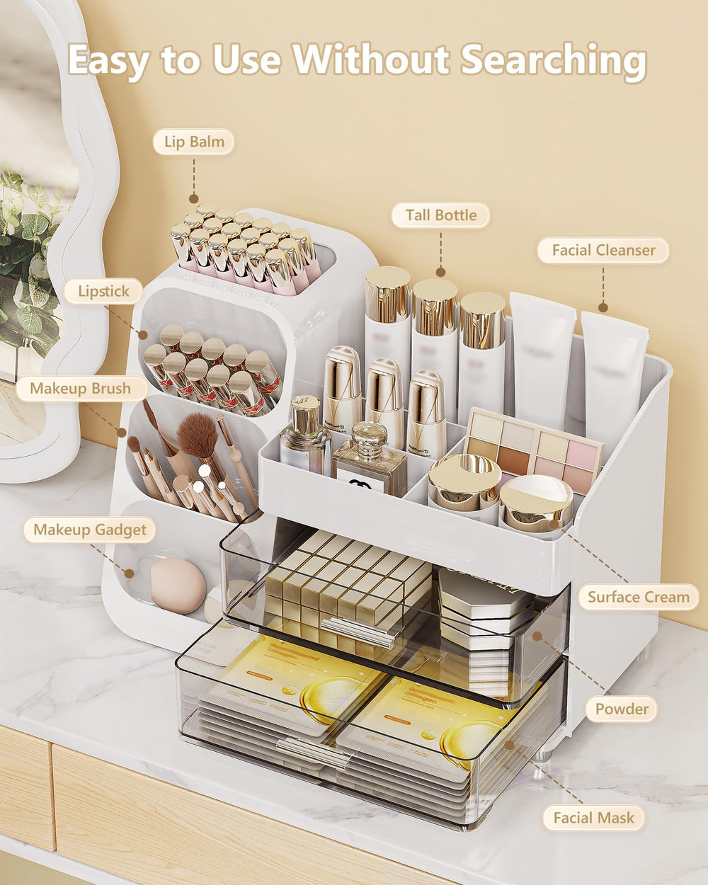 Anylady desk countertop organizer white declutters the workspace and adds style.