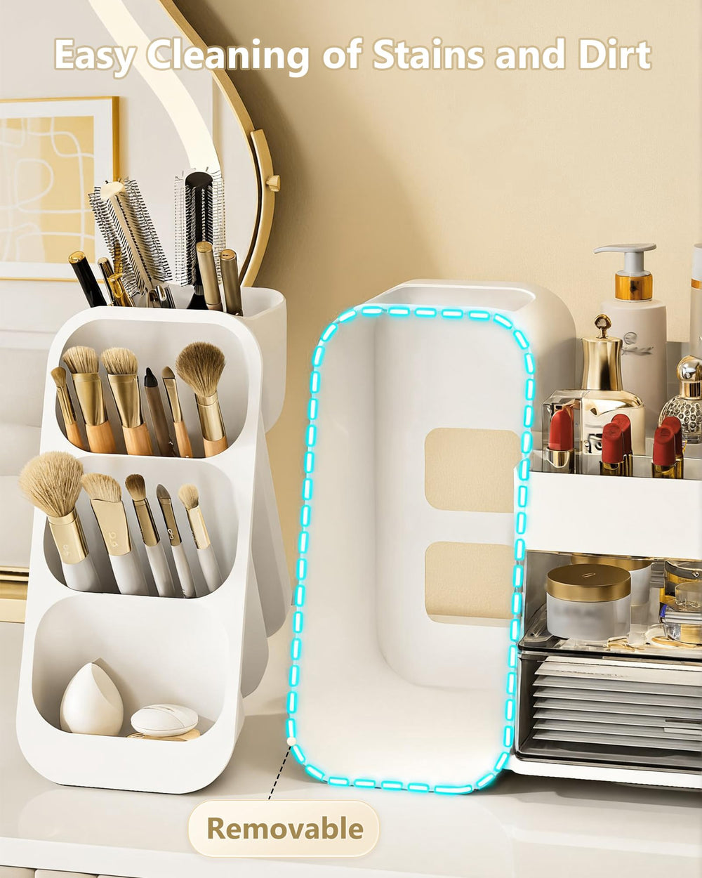 Anylady dresser organizer large in white stores brushes and daily essentials neatly.