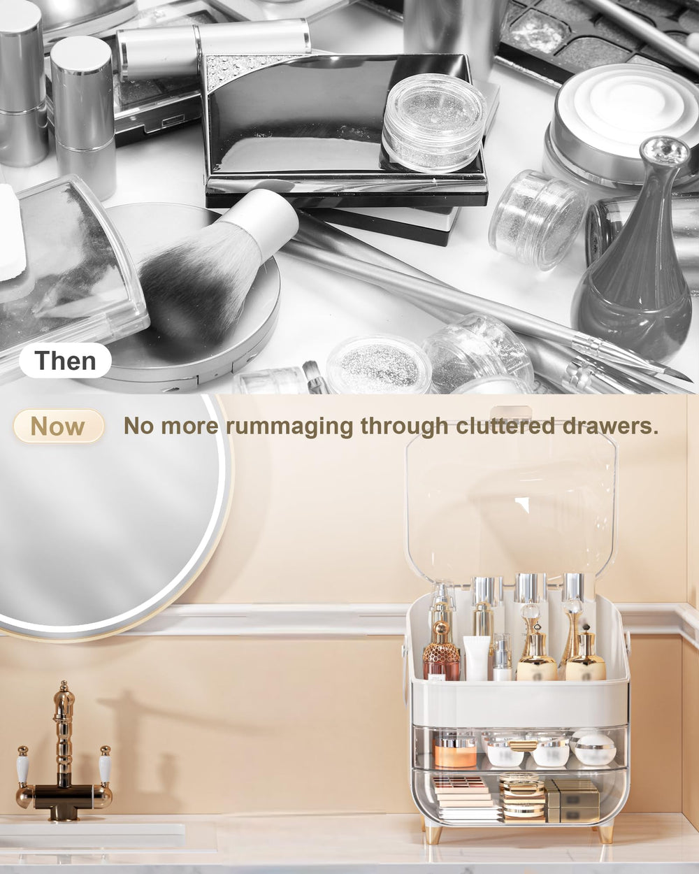 Anylady vanity organizer on a dresser enhances a polished morning routine aesthetic.