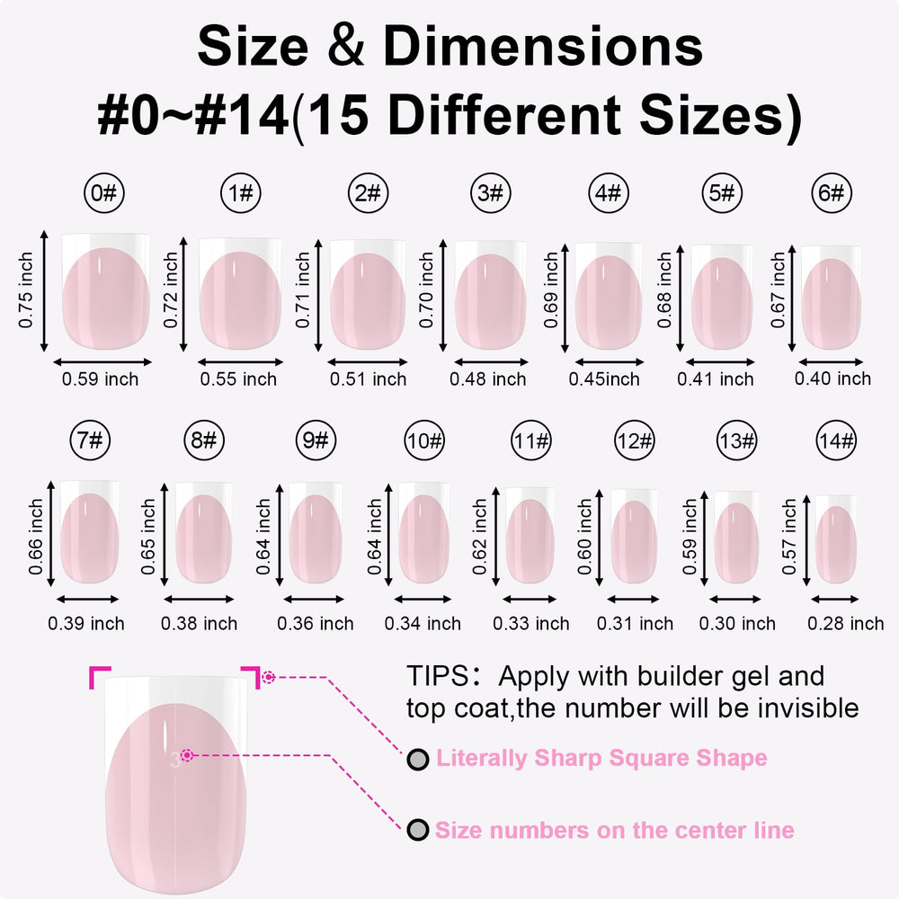 Anyos 15 tallas con 20 uñas cada una, ajuste personalizado.