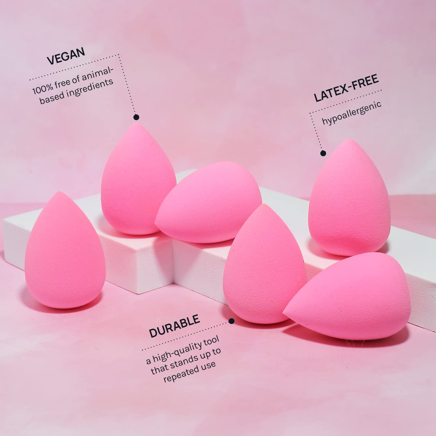 AOA Studio makeup sponge set pink latex-free for sensitive skin.