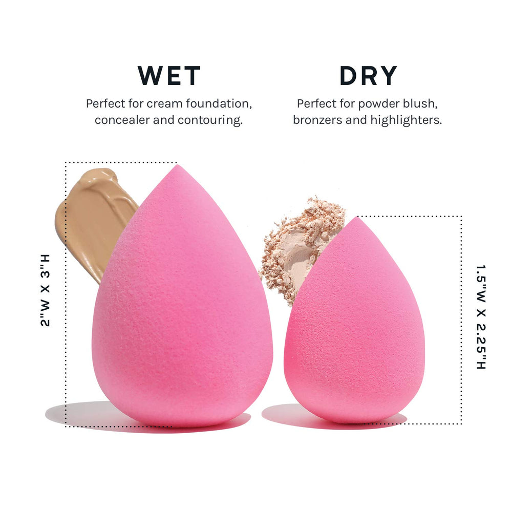 AOA Studio makeup sponge set pink wet-dry versatility for formulas.