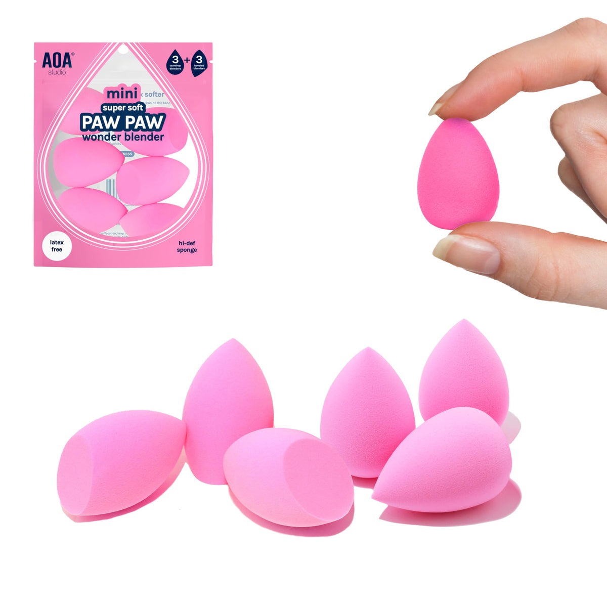 AOA STUDIO MiNi sponge teardrop tip for precise contouring.
