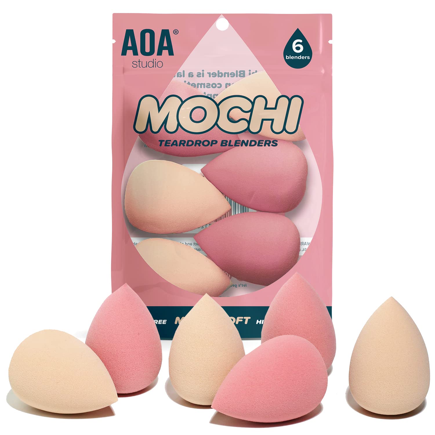 AOA Studio Mochi sponge set-6-pack for versatile makeup blending