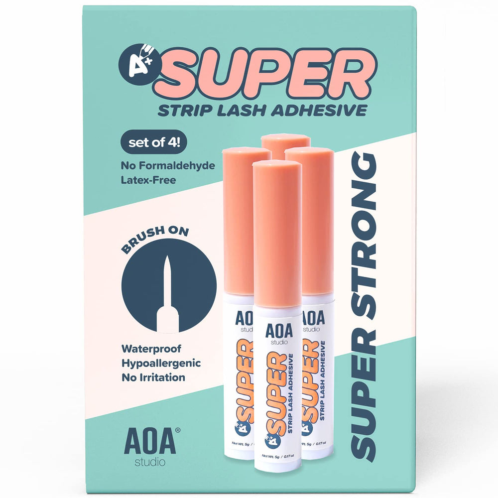 AOA Studio Super Strip Lash Adhesive bottle showing strong hold.