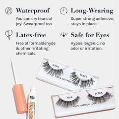 AOA Studio strip lash adhesive packaging highlights 4-pack value.