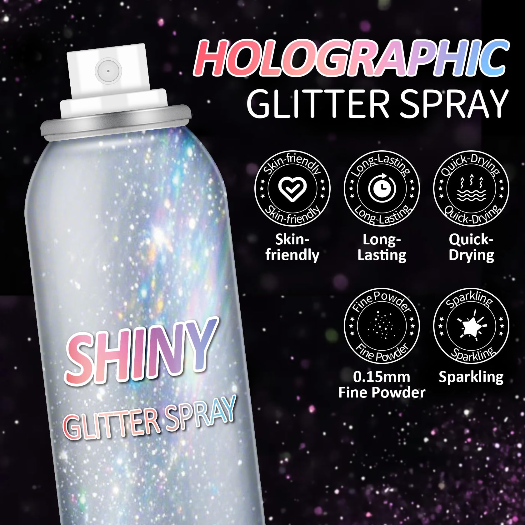 AOAZXBB hair glitter spray adds lasting sparkle during parties.
