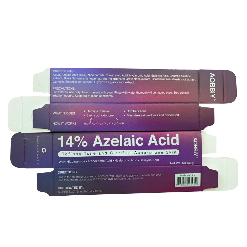 AOBBIY Azelaic acid illustration highlights gentle exfoliation and tone