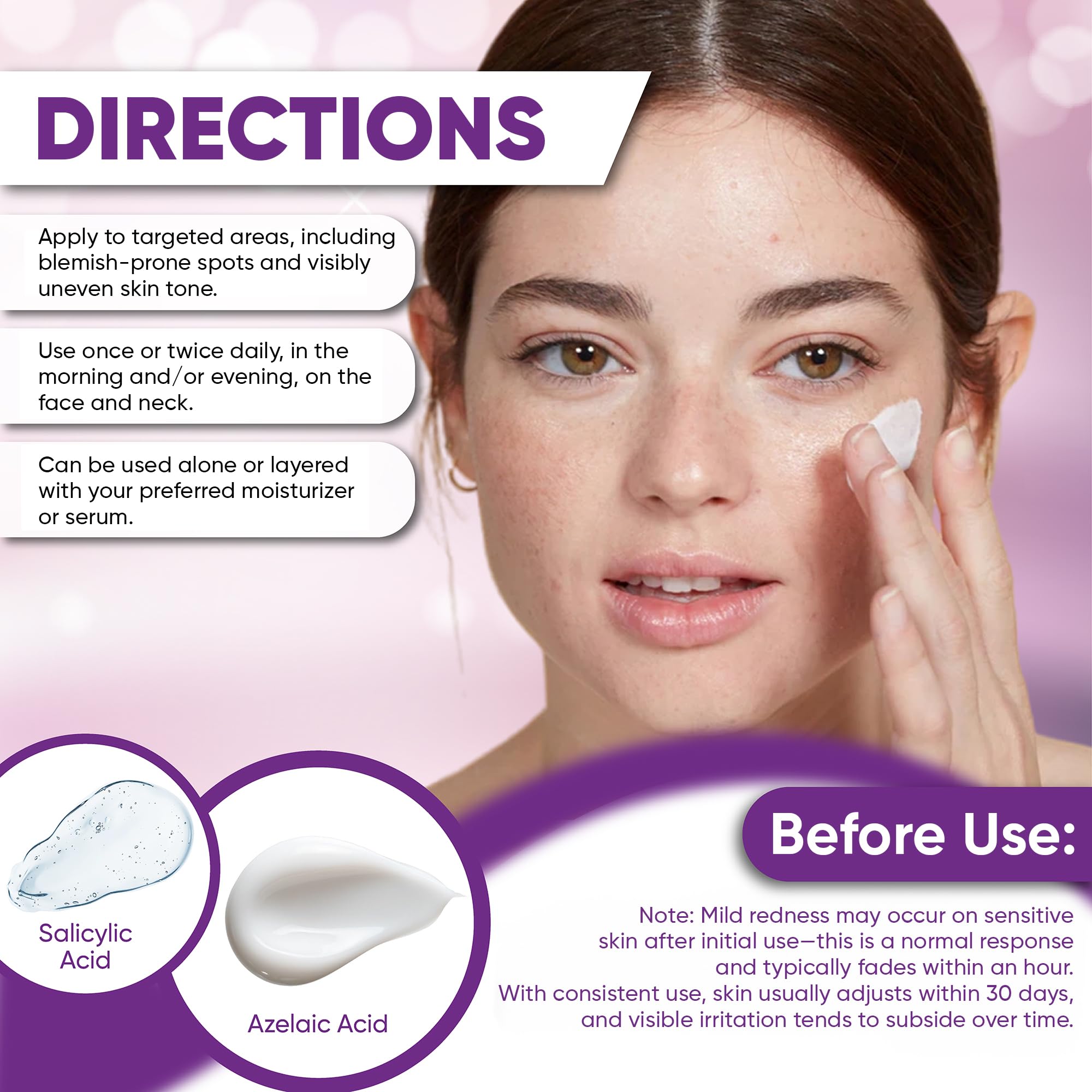 AOBBIY Azelaic Cream on clean skin illustrating pore care and clarity