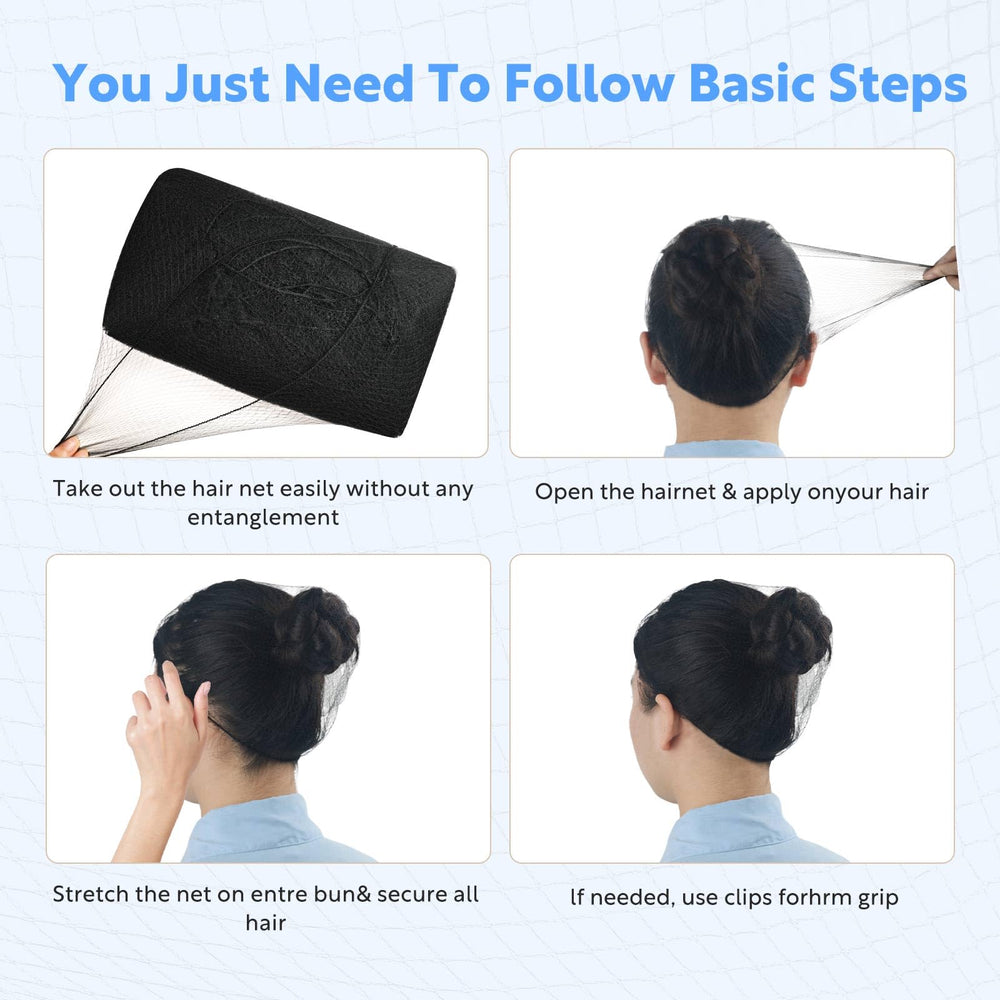 Aodada hair net full-coverage design fits many head sizes.