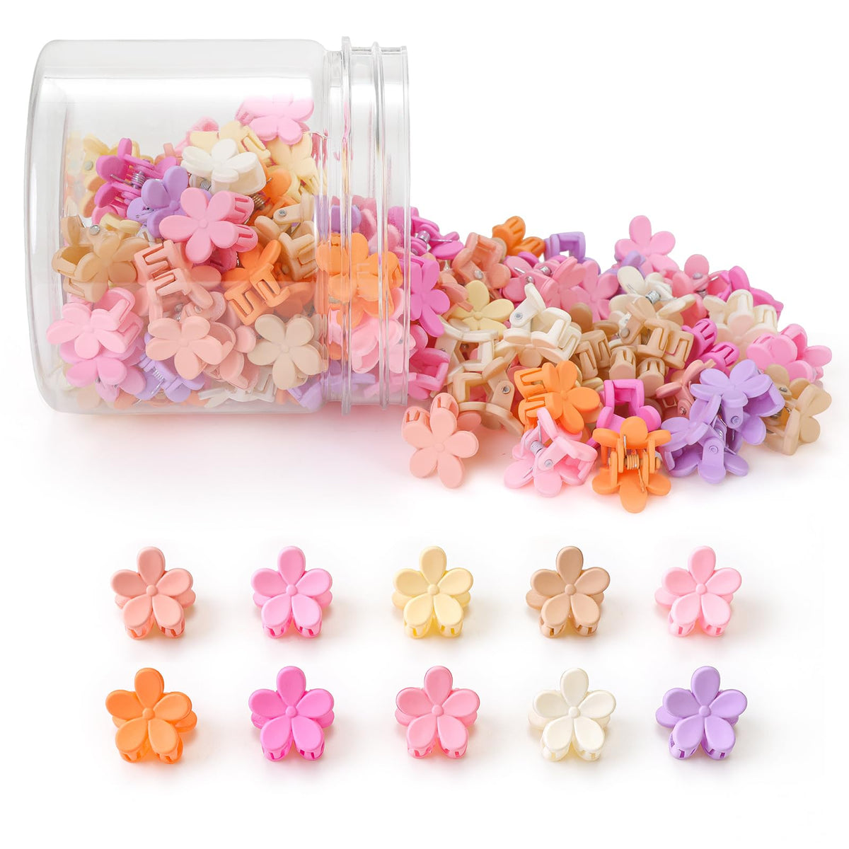 AOENJIE mini flower clip pink bloom, secure grip for daily hairstyles.