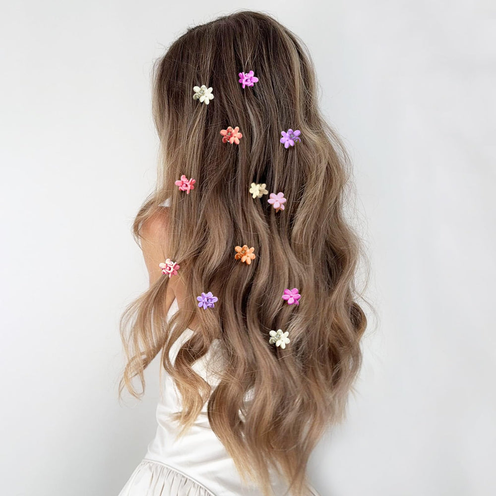 AOENJIE mini flower clip pink bloom, secure hold during activities.