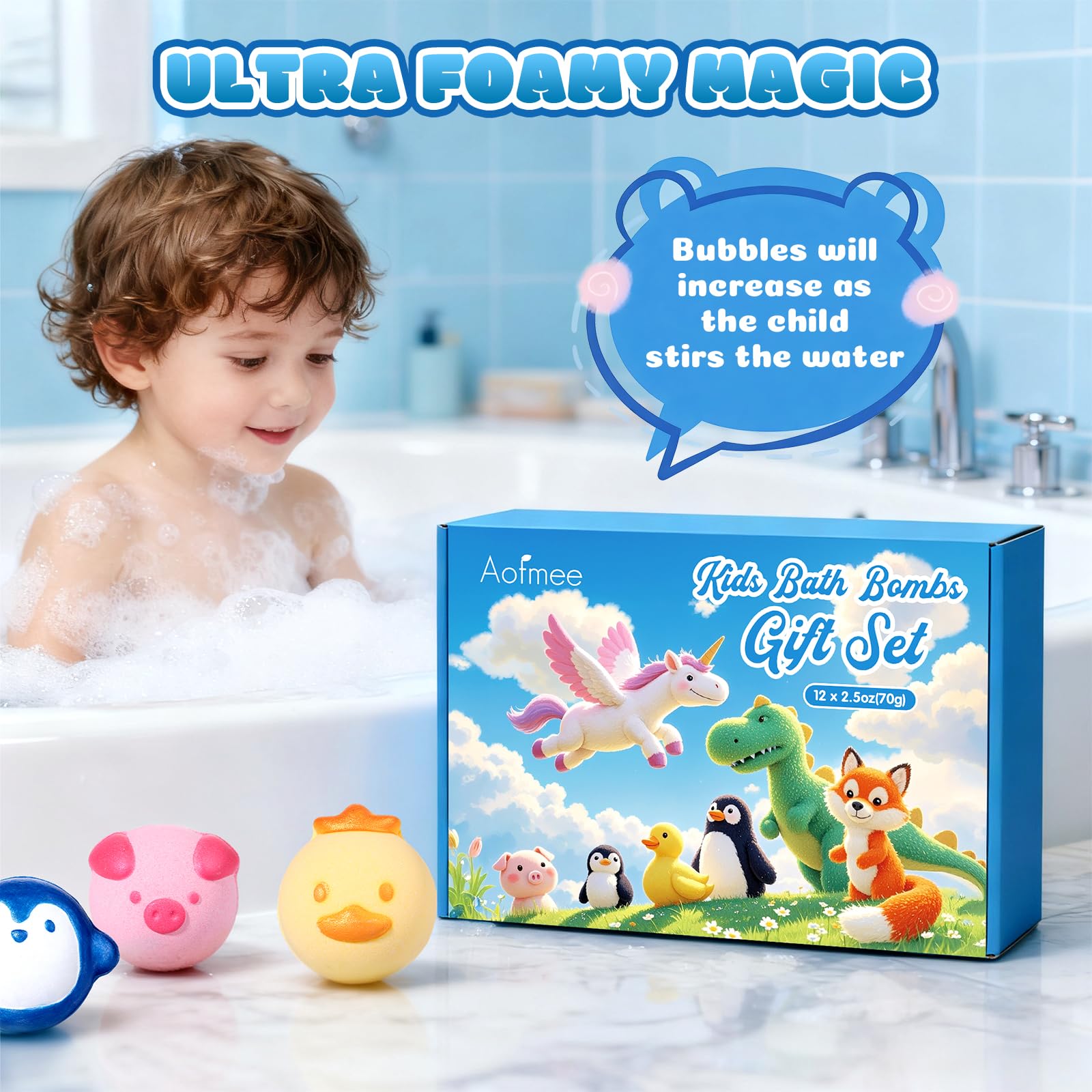 Bomba de baño Aofmee fresa; aroma frutal para hora del baño.