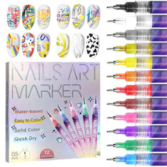 AOKELEON 12 Colors Nail Art Pens Set for bold, precise nail designs.