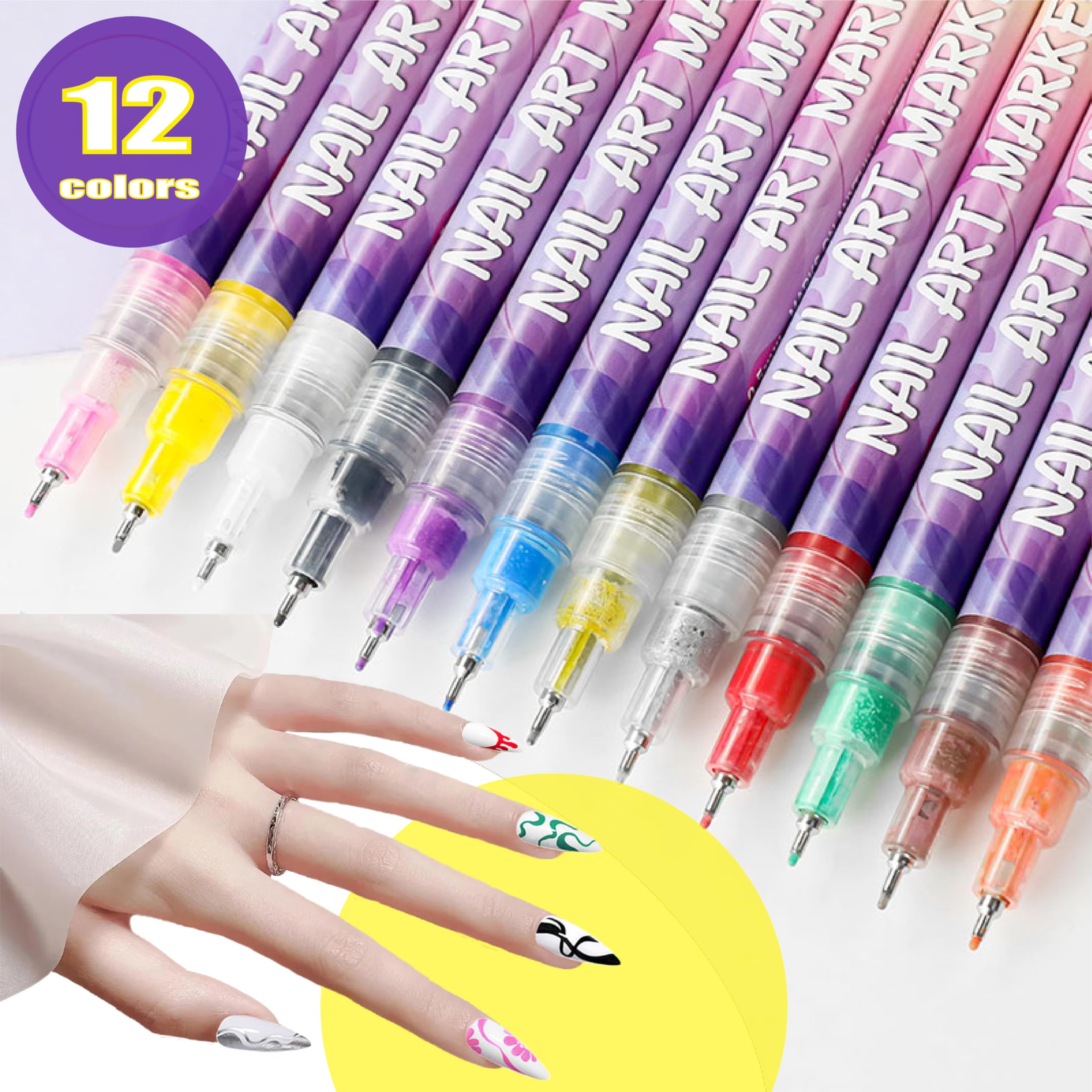 AOKELEON-nail-art-pens-packaging-cap keeps tips secure and fresh.